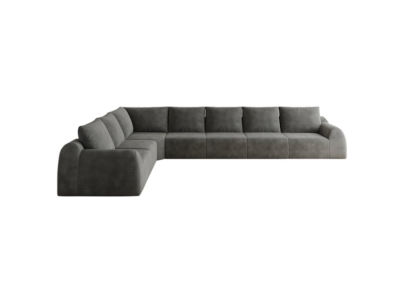 Canapé d'angle 7 places sans montage 401 x 267 cm en chenille gris foncé confort mousse - Conforama A