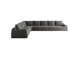 Canapé d'angle 7 places sans montage 401 x 267 cm en chenille gris foncé confort mousse