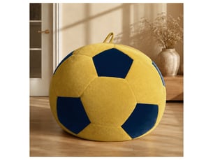 Fauteuil simple - 130x90cm - fauteuil pouf géant motif ballon de football en mousse et flannel doux - jaune et bleu