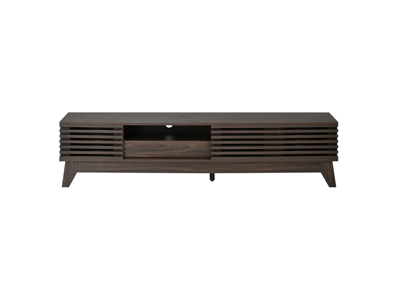  Meuble tv 3 portes 1 tiroir façades rainurées mdf coloris noyer 170 x 35 x 40 cm N621P514469D - Conforama A