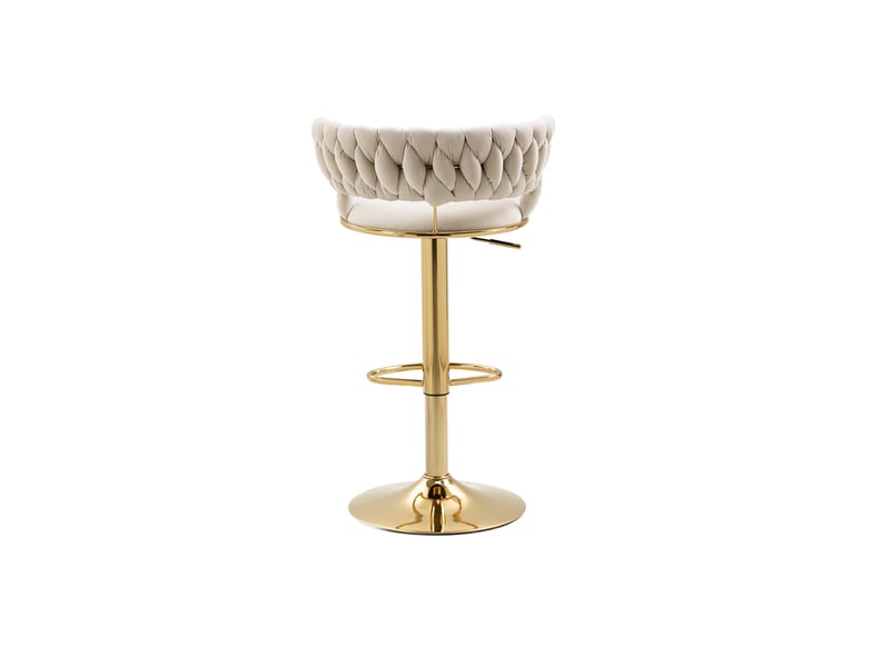 Lot de 2 chaise de bar 54x46x78,5-97 cm pivotant 360° hauteur réglable clic siège rembourré velours base dorée ivoire  - Conforama W