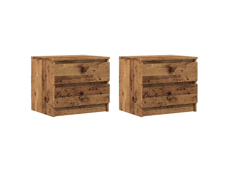  Lot de 2 tables de chevet - cabinet de chevet - table de nuit vieux bois 50x40x43.5 cm bois ingénierie  - Conforama A