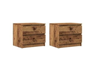Lot de 2 tables de chevet - cabinet de chevet - table de nuit vieux bois 50x40x43.5 cm bois ingénierie