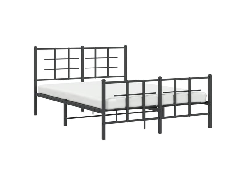 Lit double- lit adulte - cadre de lit métal sans matelas avec pied de lit noir 135x190cm - Conforama C