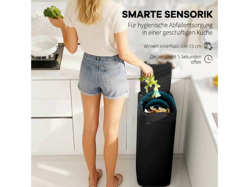  Poubelle de cuisine automatique avec capteur 50l en métal 35,5x26,5x68 cm  - Conforama D
