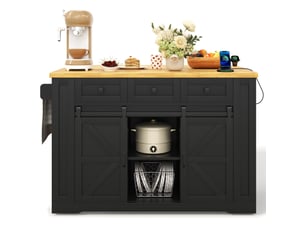 Desserte de cuisine 130x80x87 cm plateau rabattable mdf noir et naturel