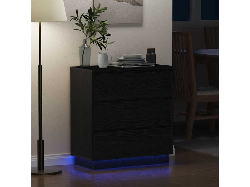  Table de chevet - cabinet de chevet - table de nuit chêne noir 71 x 34,5 x 75 cm  - Conforama D