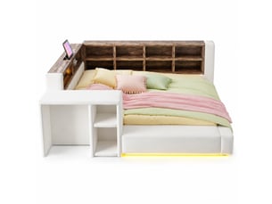 Lit avec rangement 90x200 cm coloris beige