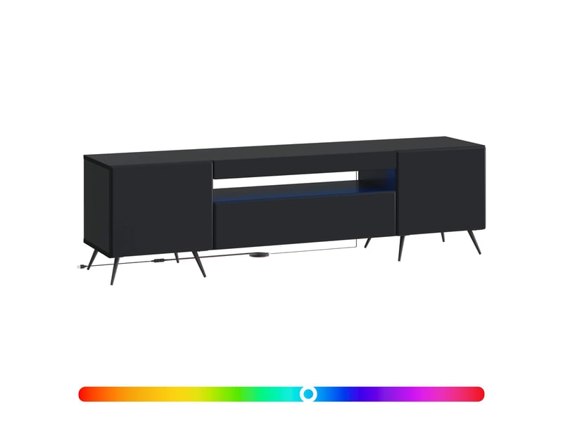  Meuble tv - banc tv - meuble de rangement led noir bois d'ingénierie  - Conforama C