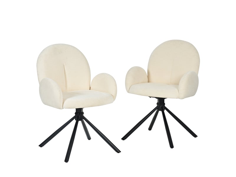 Lot de 2 chaises de salle à manger 53,5x36x86,5 cm pivotantes avec accoudoirs blanc crème - Conforama A