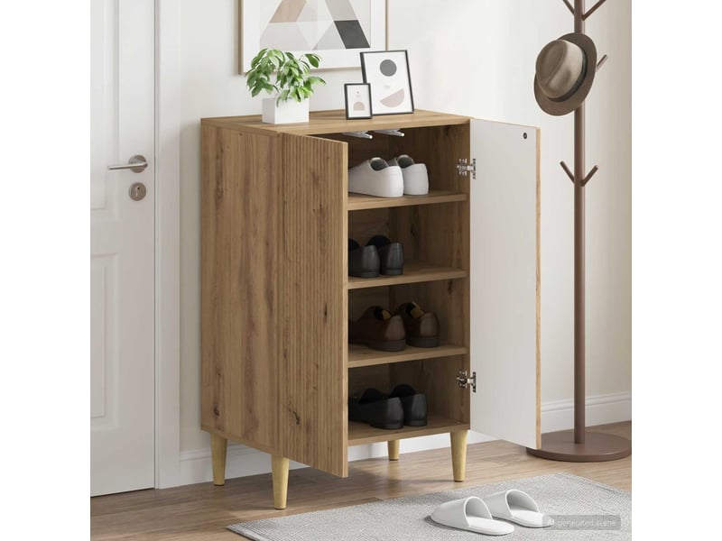  Meuble à chaussure, cabinet à chaussures arnhem 59,5x39,5x90 cm chêne artisanal  - Conforama B
