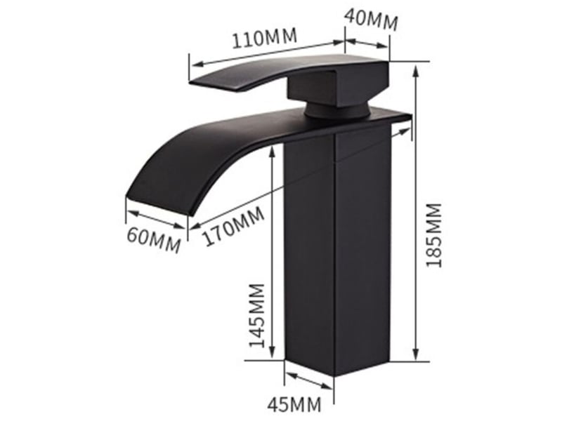  Mitigeur lavabo noir cascade avec bec hauteur 185mm robinet salle bain noir  - Conforama D