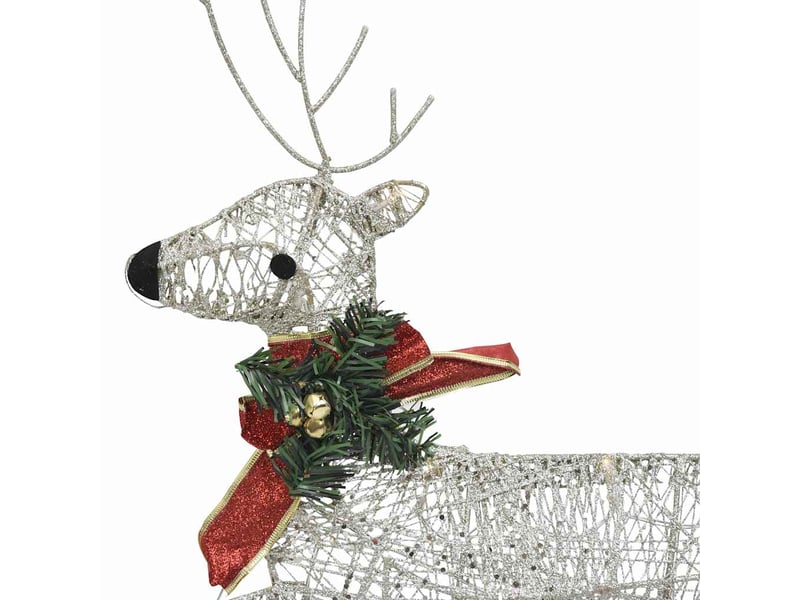  Décoration de noël rennes avec traîneau 60 led extérieur doré  - Conforama D