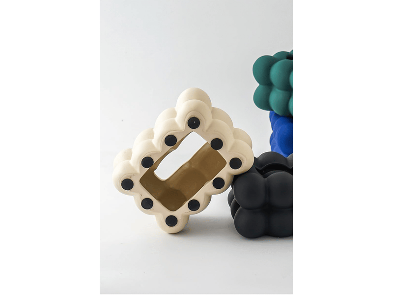  Boîte à mouchoirs rectangulaire en céramique style boule de couleur pure pour la maison, le bureau (beige)  - Conforama E