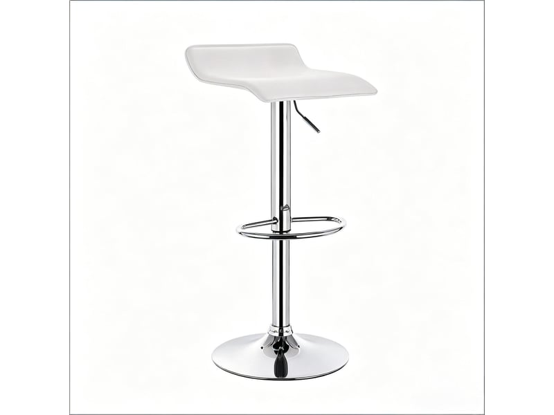  Tabouret de bar pivotant 38,5 x 39 x 62-84 cm - hauteur réglable - assise ergonomique en similicuir - pied métal chromé avec repose-pieds - blanc  - Conforama A