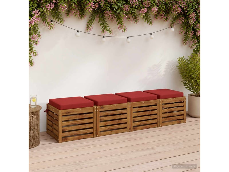  Lot de 4 coussins de siège, coussins d'assise soest 100 % polyester rouge cf60515  - Conforama B