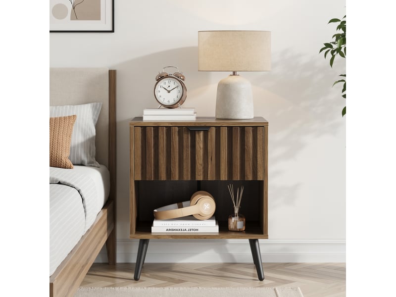  Table de chevet 45x40x53 cm avec 1 tiroir coloris noyer  - Conforama D