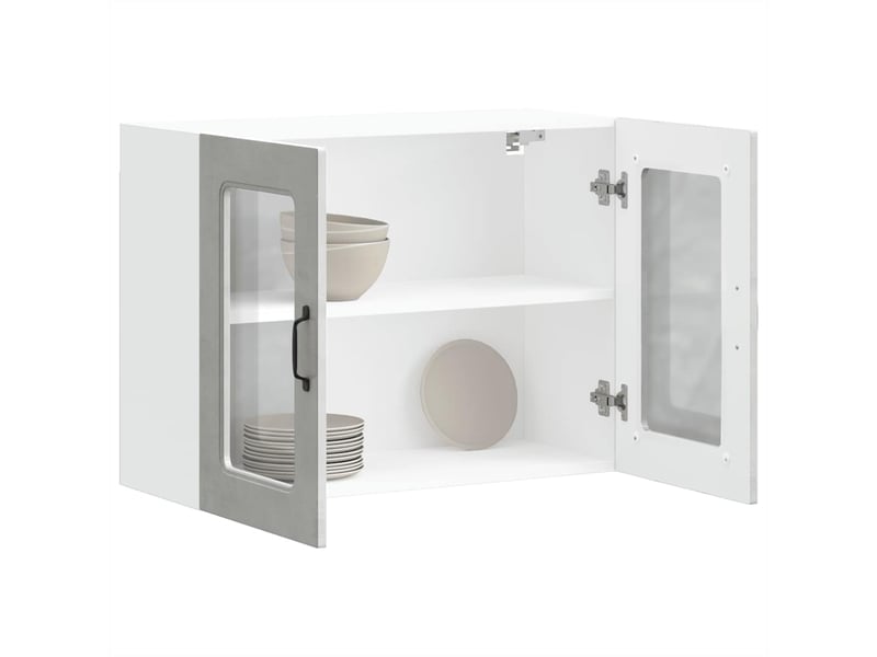  Armoire murale de cuisine avec porte en verre kalmar gris béton shl6891  - Conforama E