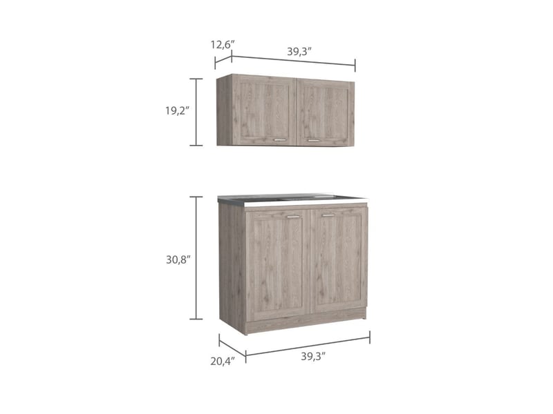  Ensemble de meubles de cuisine zurich avec 4 portes, gris cendré  - Conforama E