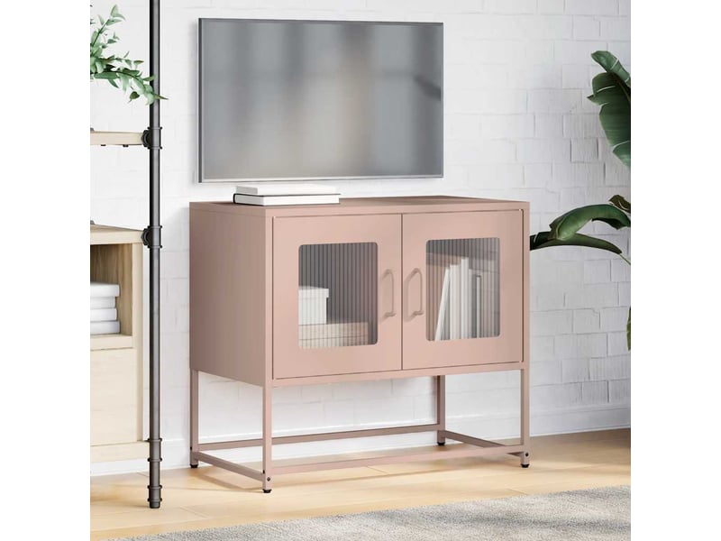  Meuble tv - banc tv - meuble de rangement rose 68x39x60,5 cm acier laminé à froid  - Conforama C