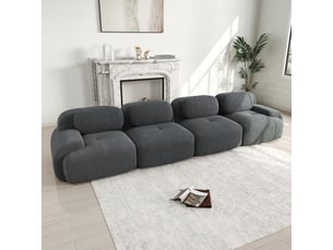 Canapé d'angle panoramique fixe <strong></strong> <strong>ABC</strong> 4 places Tissu gris