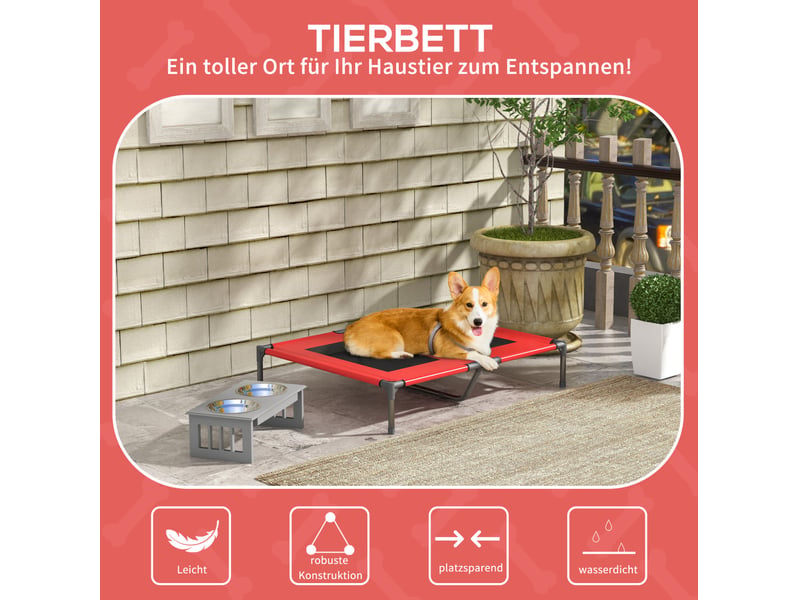  Lit surélevé extérieur rouge 92x76x18 cm pour grand animal de compagnie  - Conforama B