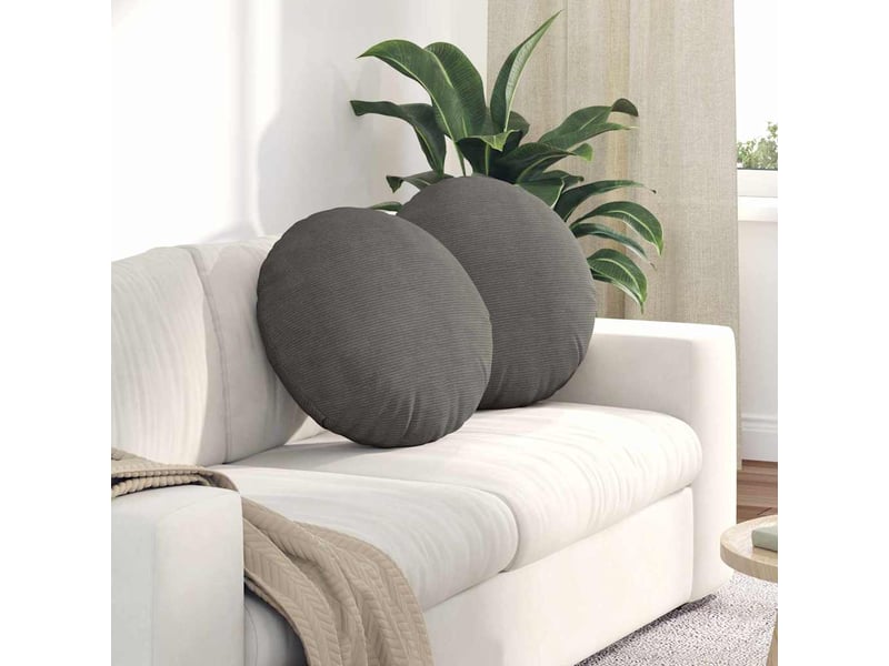  Lot de 2 coussins de siège, coussins décoratifs tissu en velours côtelé gris clair cf59797  - Conforama B