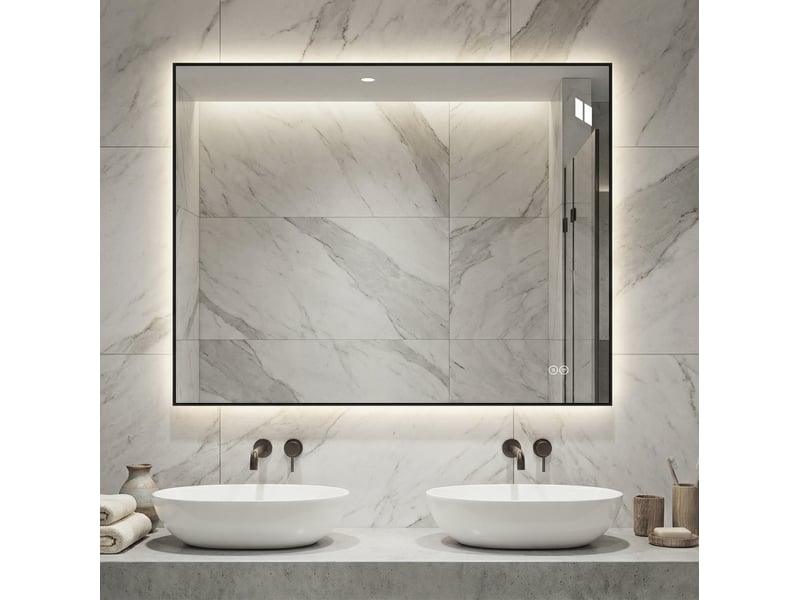  Miroir de salle de bains led 70x90 cm argenté, anti-buée et dimmable  - Conforama B