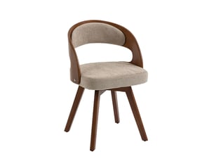 Chaise de salle à manger moderne pivotante en bois avec coussin coton lin dossier incurvé kaki