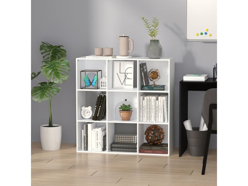  Étagère à 3 niveaux, meuble de rangement à 9 cases, étagère autoportante, séparateur de pièce, étagère d'exposition, 91,5 x 29,5 x 91,5 cm, bois  - Conforama C