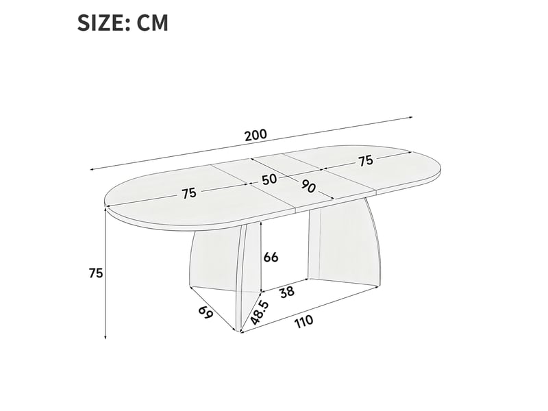 Table extensible pour 6 à 8 personnes avec rallonge centrale, angles arrondis, aspect travertin, pour salle à manger  - Conforama C