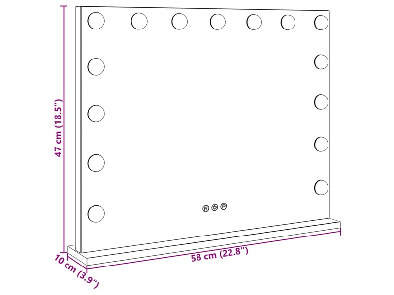  Miroir de coiffure led blanc 58 x 10 x 47 cm verre et acier cf62699  - Conforama E