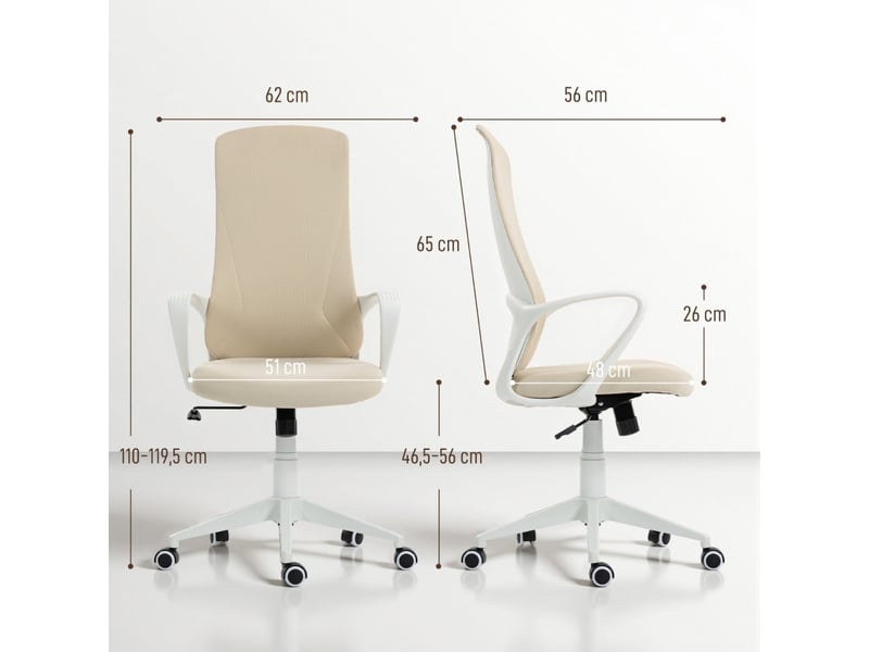 Chaise de bureau estvin pivotante réglable avec accoudoirs beige - Conforama D