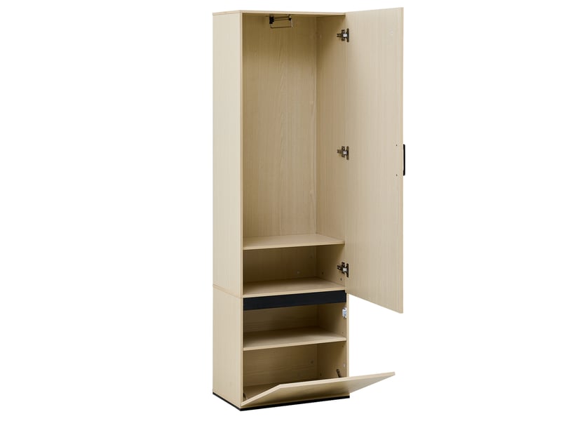  Meuble d'entrée avec miroir, penderie coulissante, étagères, abattant à chaussures, pour couloir, 54 × 34,5 × 179,5 cm  - Conforama A
