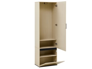 Meuble d'entrée avec miroir, penderie coulissante, étagères, abattant à chaussures, pour couloir, 54 × 34,5 × 179,5 cm