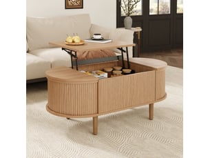 Table basse ovale coloris bois clair <strong>MAISENTIEL</strong> <strong></strong> - 48 cmx100 cm