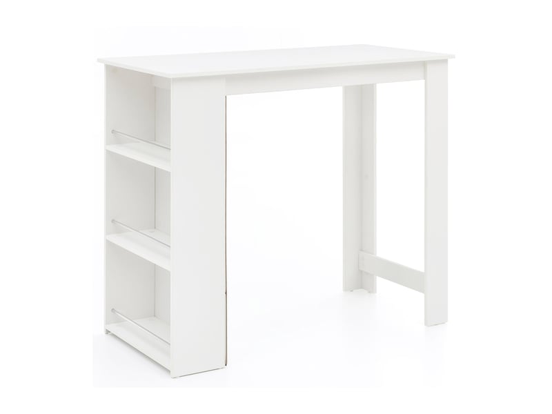 Table de bar avec rangements 120x60x108 cm blanc  - Conforama C