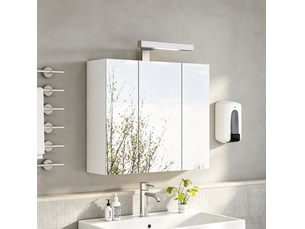 Armoire miroir murale 60x18x52 cm 3 portes led mdf blanc