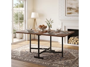 Table à manger extensible et pliante avec rangement compact - support en alliage, mdf couleur noyer
