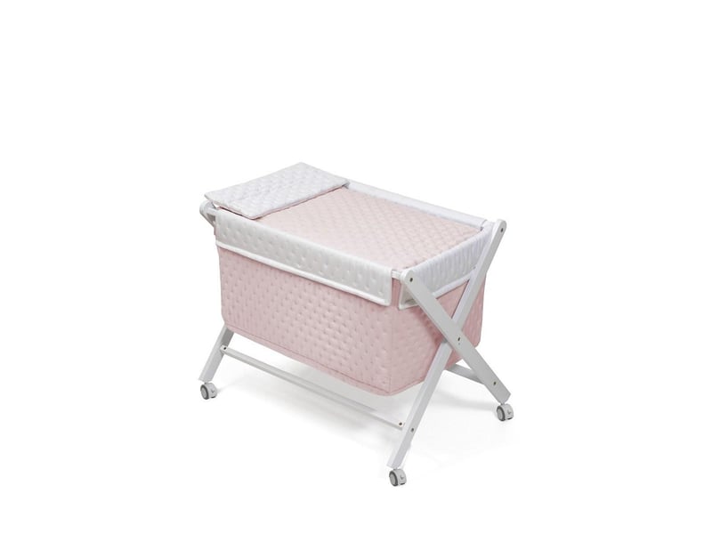  Berceau pliant en hêtre avec matelas - gaufré interbaby - rose MINITI001-02 - Conforama B