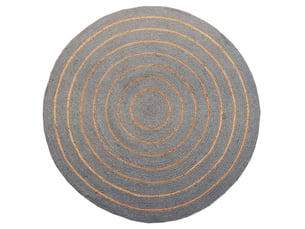 Tapis rond en coton tressé, effet jute rayé, gris, 120 cm, dylrev