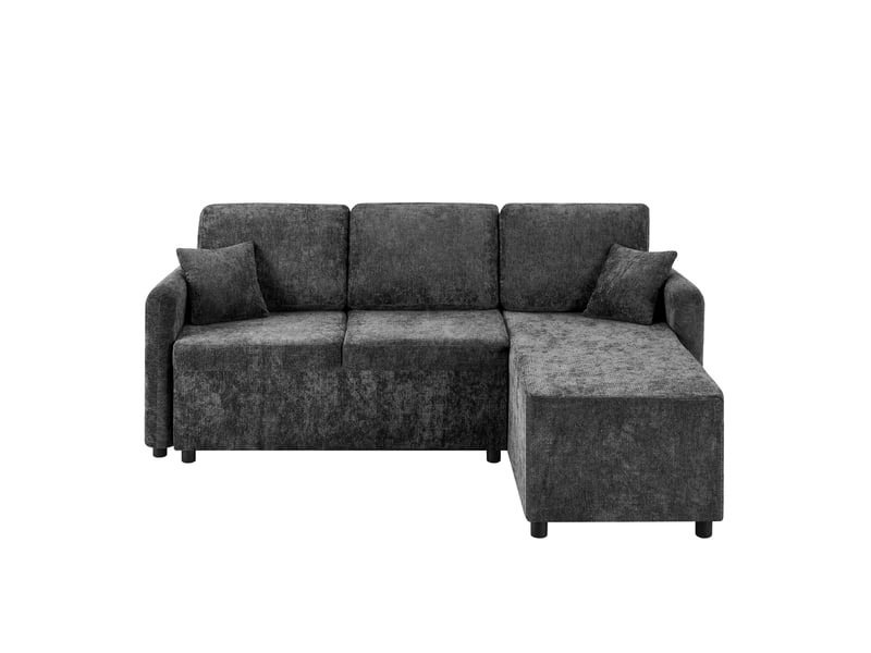  Canapé d'angle 3 places noir en l avec méridienne 144cm  - Conforama A