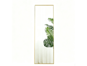Miroir pleine longueur 150x40 cm, cadre aluminium doré, pied stable réglable, pour salon ou chambre, pose libre, doré