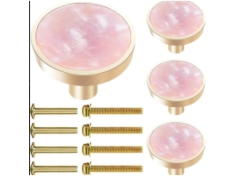  Lot de 4 boutons de tiroir ronds en laiton poli, 32 mm, pour commode, armoire et boîte à bijoux - rose nacré  - Conforama B