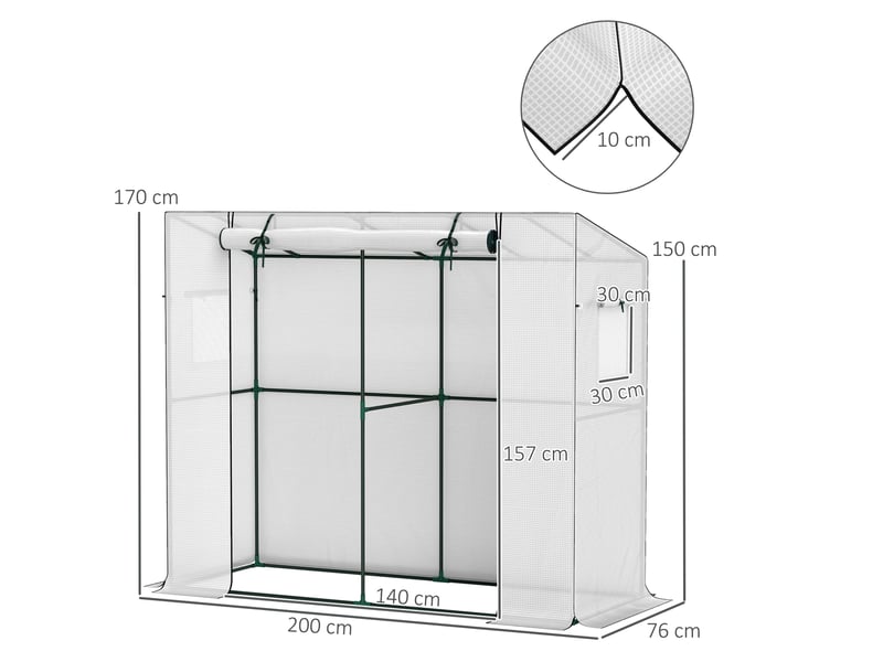  Serre adossée 200x76 cm 2 fenêtres métal blanc  - Conforama E