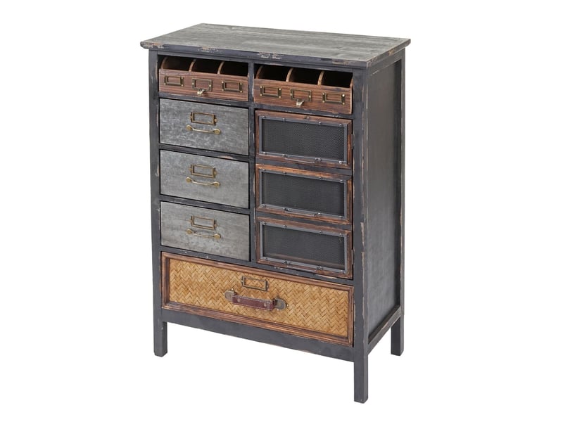 Commode en bois massif six tiroirs rangement 90 x 65 x 32 cm en bois de sapin blanc 04_0010978 - Conforama E
