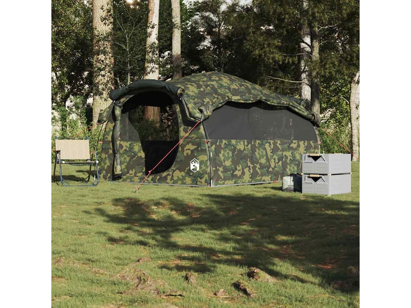 Tente de camping, tente familiale tunnel 6 personnes camouflage résistant à l'eau - Conforama C