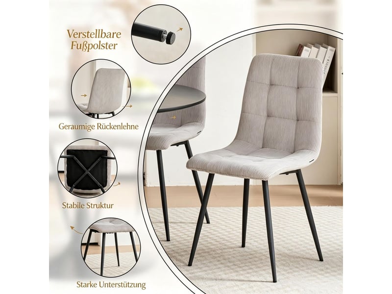  Lot de chaises 4 pièces siège rembourré chaise repas dossier haut usage lecture usage bureau  - Conforama D