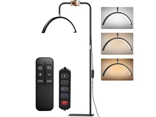 Lampadaire led demi-lune noir 36 w, intensité variable et tête orientable à 350° pour salon ou espace de soin