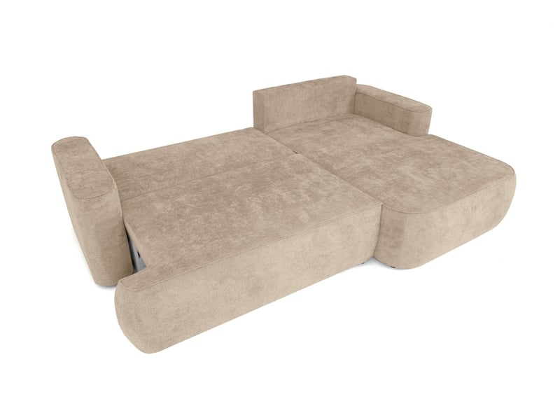  Canapé d'angle droit cassis avec coffre de rangement en tissu chenille - beige CASSIS - Conforama C